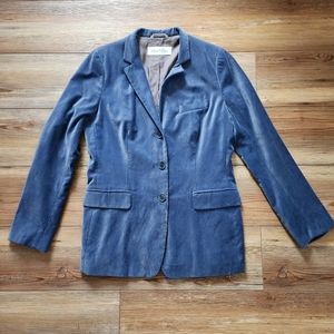 MaxMara Blazer Womens 12 Steel Blue Velvet Jacket